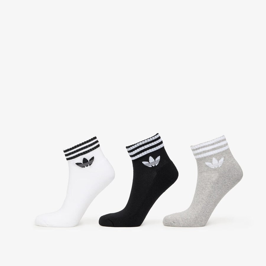 adidas 3-Stripes Ankle Socks 3-Pack White/ Medium Grey Heather/ Black S-alacsony-ár