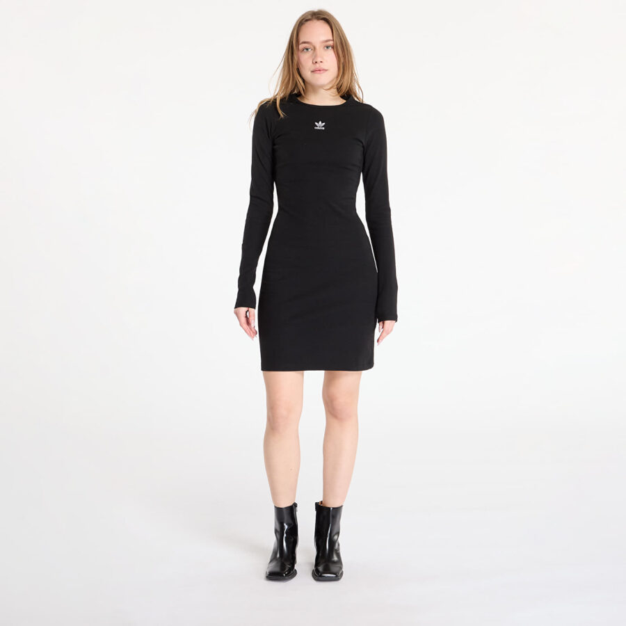 adidas Essentials Rib Long Sleeve Dress Black L-alacsony-ár
