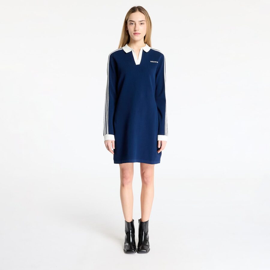 adidas Knitted Polo Dress Night Indigo/ Off White XS-alacsony-ár