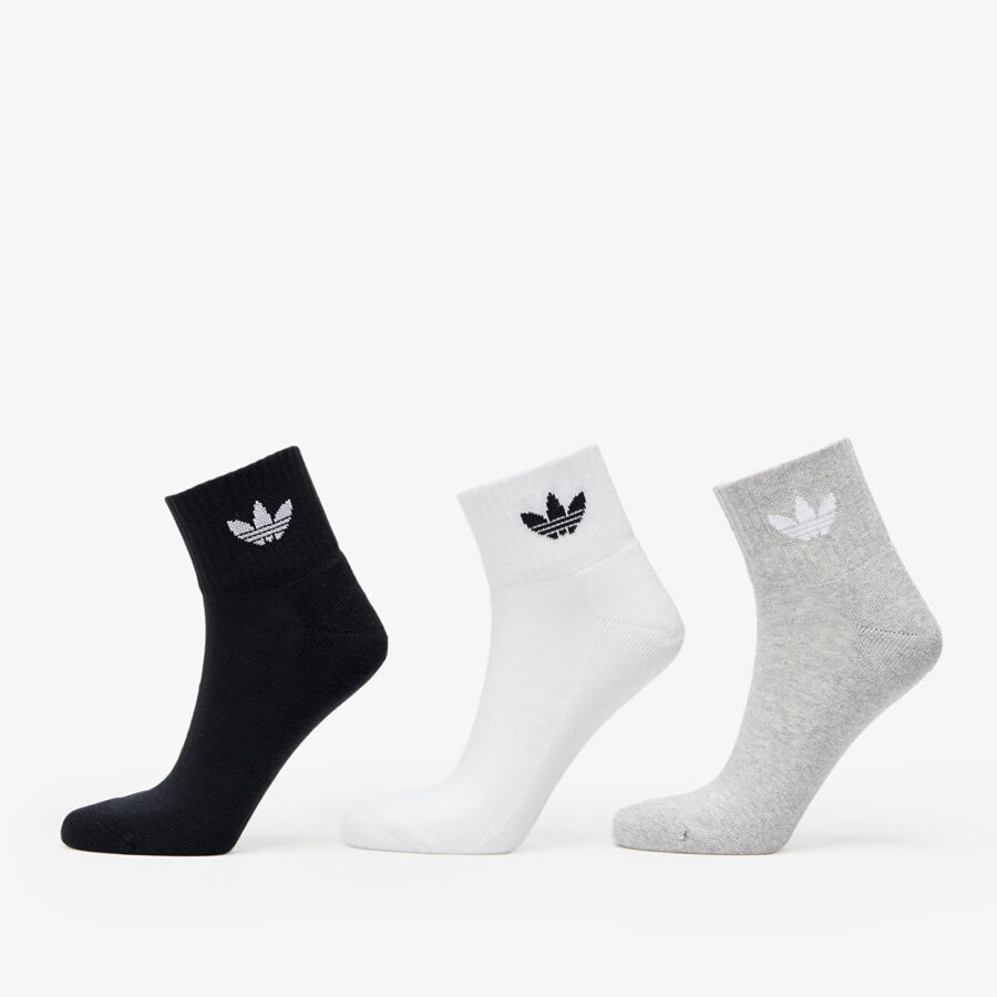 adidas Mid Ankle Sock 3-Pack White/ Medium Grey Heather/ Black M-alacsony-ár