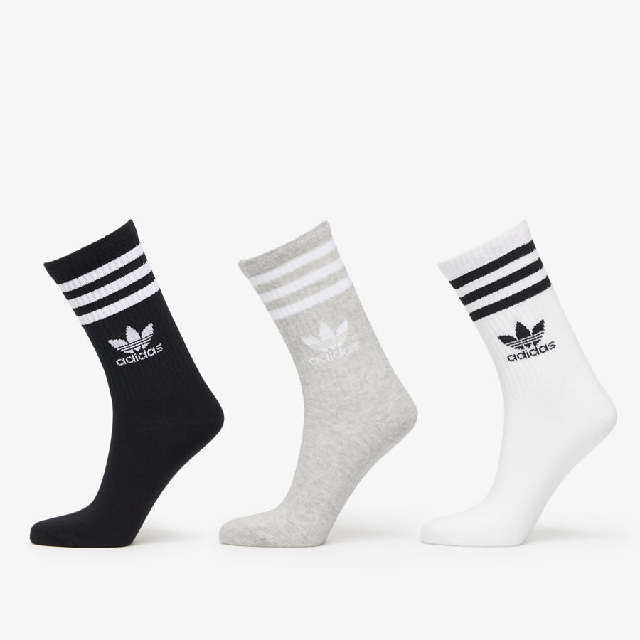 adidas Mid Cut Crew Socks 3-Pack White/ Medium Grey Heather/ Black M-alacsony-ár