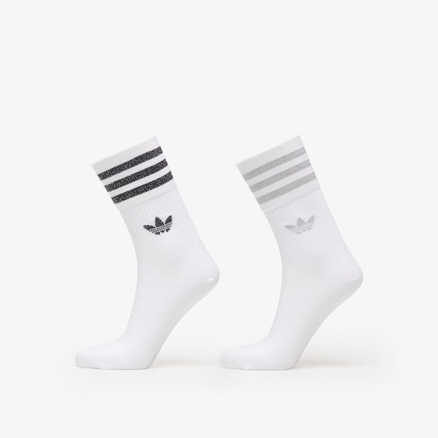 adidas Mid-Cut Glitter Crew Socks 2-Pack White/ Grey Two/ Black S-alacsony-ár
