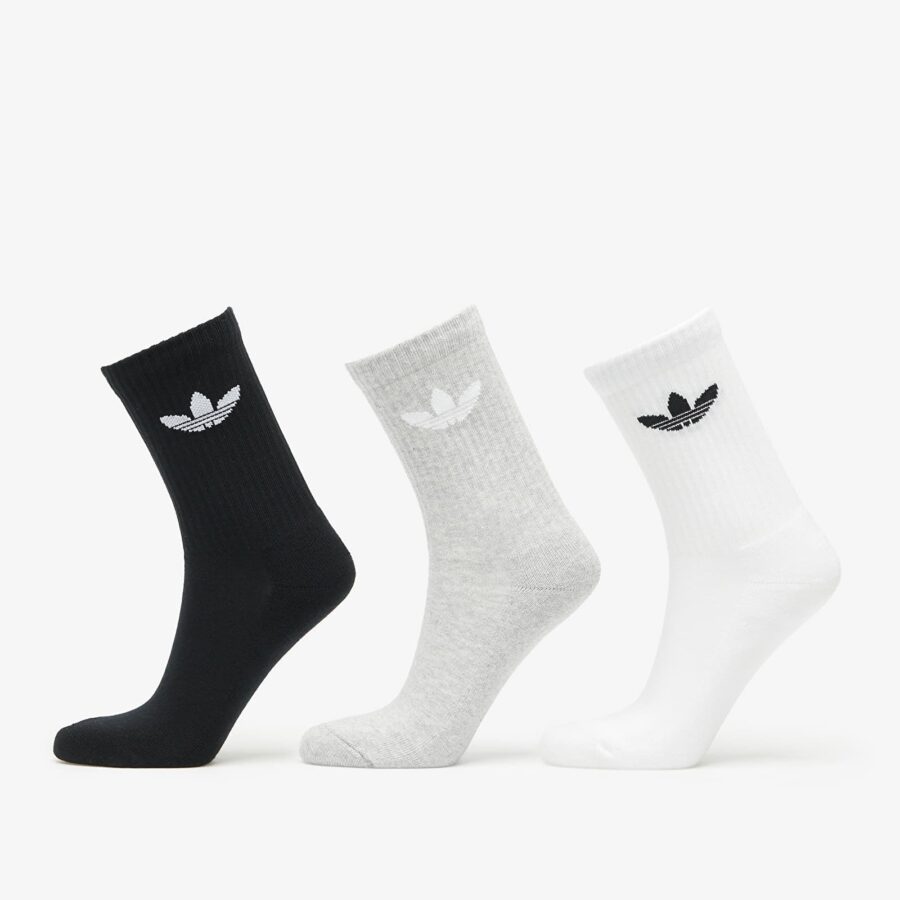 adidas Trefoil Cushion Crew Sock 3-Pack White/ Medium Grey Heather/ Black S-alacsony-ár