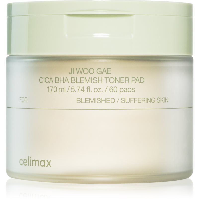 celimax Ji Woo Gae Cica BHA Blemish Toner Pad hámlasztó kendők az aknéra hajlamos érzékeny bőrre 60 db-Ár