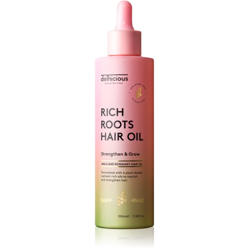delhicious RICH ROOTS AMLA & ROSEMARY HAIR OIL hidratáló és nyugtató olaj száraz