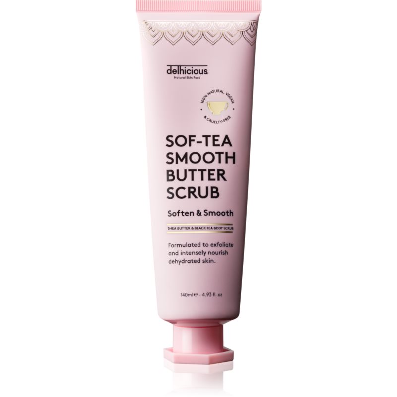 delhicious Sof-Tea Smooth Butter Scrub hidratáló testpeeling hámlasztó hatással 140 ml-ár
