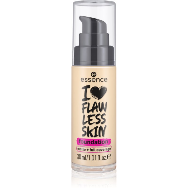 essence I LOVE FLAWLESS SKIN fedő hatású alapozó matt hatással árnyalat 20 - Medium Porcelain 30 ml-Ár