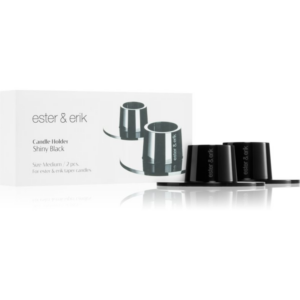 ester & erik accessories shiny black gyertyatartó 2 db
