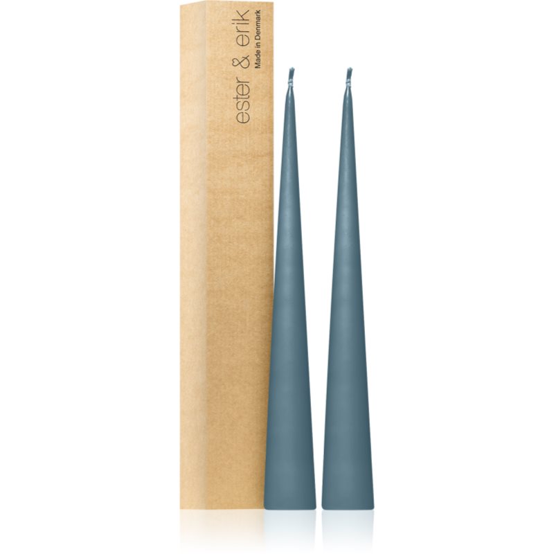 ester & erik cone candles steel blue (no. 64) gyertya 2x37 cm