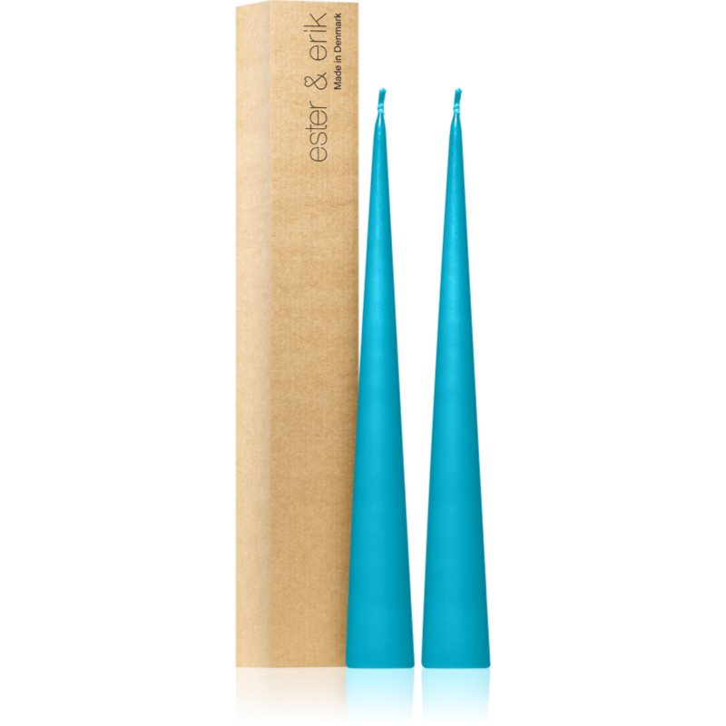ester & erik cone candles turquoise (no. 56) gyertya 2x37 cm