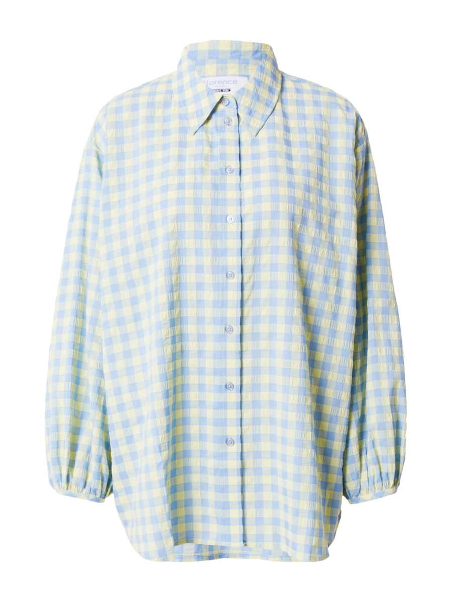 florence by mills exclusive for ABOUT YOU Blúz 'Gingham'  kék / neonzöld-Hungary