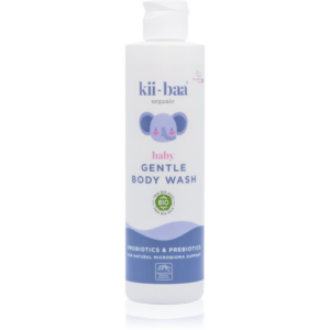 kii-baa® organic Baby Gentle Body Wash tisztító emulzió pro- és prebiotikumokkal gyermekeknek születéstől kezdődően 250 ml-ár