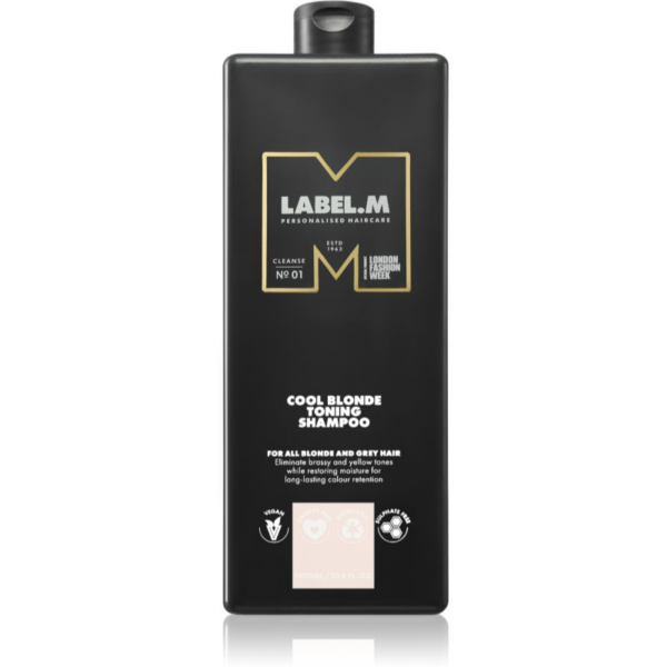 label.m Cool Blonde Toning Shampoo sampon semlegesíti a sárgás tónusokat 1000 ml-Ár
