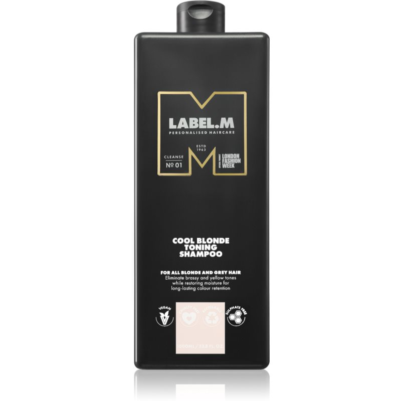 label.m Cool Blonde Toning Shampoo sampon semlegesíti a sárgás tónusokat 1000 ml-Ár