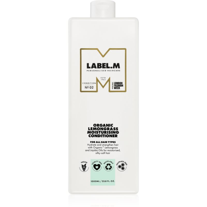 label.m Organic Lemongrass Moisturising Conditioner mélyhidratáló balzsam citrommal és citromfűvel 1000 ml-Ár