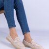 marka niezdefiniowana Beige classic perforated loafers from eco-suede Argossa