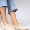 marka niezdefiniowana Beige elegant faux-suede moccasins Palmarina