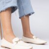 marka niezdefiniowana Beige elegant moccasins with gold decoration and rhinestones Kalisa