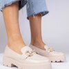 marka niezdefiniowana Beige elegant moccasins with rhinestones Zelda