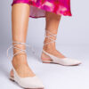 marka niezdefiniowana Beige flat pumps made of eco-leather Terry