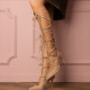 marka niezdefiniowana Beige high-heeled sandals tied with zircons Merlin