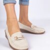 marka niezdefiniowana Beige loafers with a wedge and matte finish Sambada