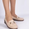 marka niezdefiniowana Beige loafers with a wedge made of eco-leather Kappi