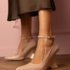 marka niezdefiniowana Beige patent wedge pumps Florianda