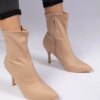 marka niezdefiniowana Beige satin finish ankle boots with stiletto Sanoris