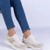 marka niezdefiniowana Beige sneakers decorated with brocade and rhinestones Savina