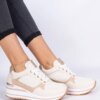 marka niezdefiniowana Beige sneakers decorated with glitter and a metal insert Olaria