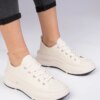 marka niezdefiniowana Beige women's fabric sneakers Katerin