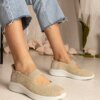 marka niezdefiniowana Beige women's slip-on sneakers with embossed sole Muratti