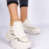 marka niezdefiniowana Beige women's sneakers decorated with glitter Sandoria