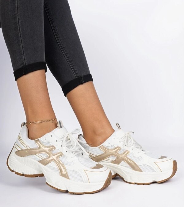 marka niezdefiniowana Beige women's sneakers on a massive sole Enos