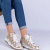 marka niezdefiniowana Beige women's sneakers with decorative laces Grejs