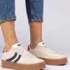 marka niezdefiniowana Beige women's sneakers with navy accents Melly