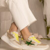 marka niezdefiniowana Beige women's sports sneakers with glitter Kaletti