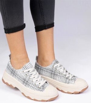marka niezdefiniowana Black and white classic high-soled sneakers Salsana