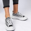 marka niezdefiniowana Black and white women's fabric sneakers Katerin
