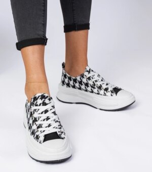 marka niezdefiniowana Black and white women's fabric sneakers Katerin