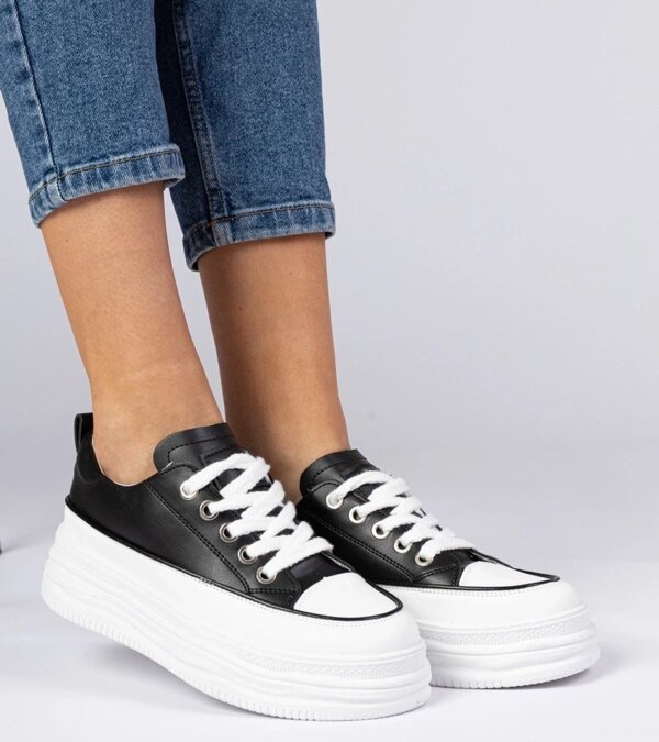 marka niezdefiniowana Black and white women's high-soled sneakers Selina