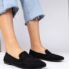 marka niezdefiniowana Black elegant faux-suede moccasins Palmarina