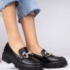 marka niezdefiniowana Black elegant moccasins with rhinestones Zelda
