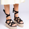 marka niezdefiniowana Black espadrille sandals on a high platform Narita