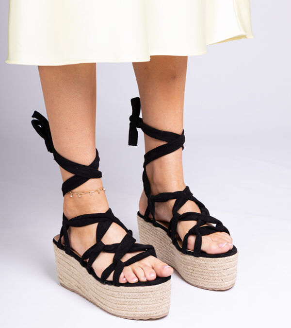 marka niezdefiniowana Black espadrille sandals on a high platform Narita