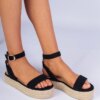 marka niezdefiniowana Black espadrille sandals on a platform Kalesio