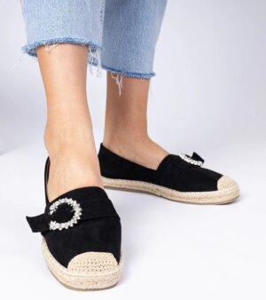 marka niezdefiniowana Black espadrilles with rhinestone decoration Maruta
