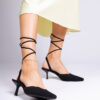 marka niezdefiniowana Black fabric pumps on a heel with an open heel Palman