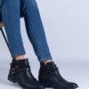 marka niezdefiniowana Black flat ankle boots with a cutout and a buckle Savaner